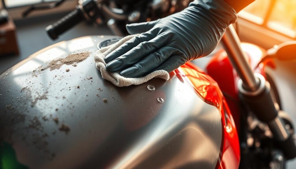 remove grime from motorcycle
