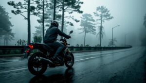 motorcycle travel in the rain